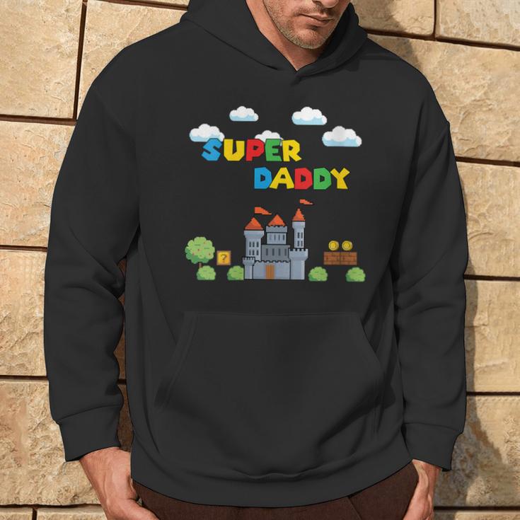 Damen Super Papa Gamer Daddy Super Daddi Mit-Ausschnitt Kapuzenpullover Lebensstil