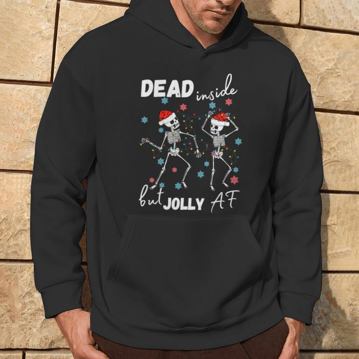 Dancing Skeleton Dead Inside But Jolly Af Christmas Costume Hoodie Lifestyle