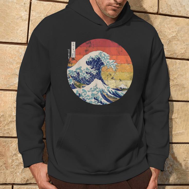 De La Gran Ola De Kanagawa Hokusai Japonés Hombres Retros Sudadera Estilo de vida
