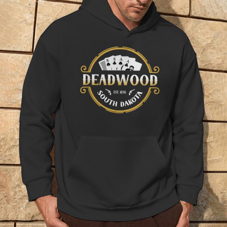 Deadwood South Dakota Souvenir Poker Hand Vintage Deadwood Hoodie Lifestyle