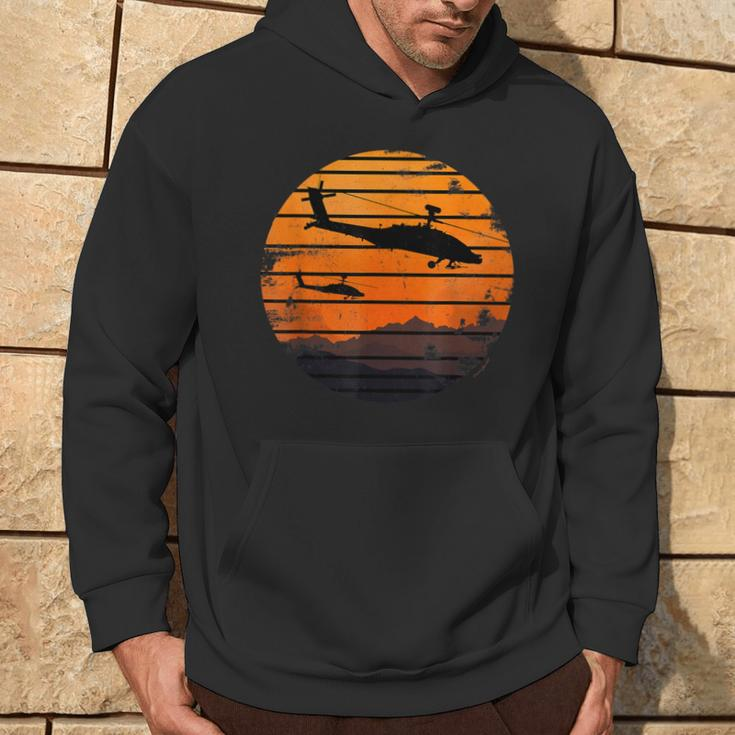 Desert Sunrise Ah-64 Apache Attack Helicopter Vintage Hoodie Lifestyle