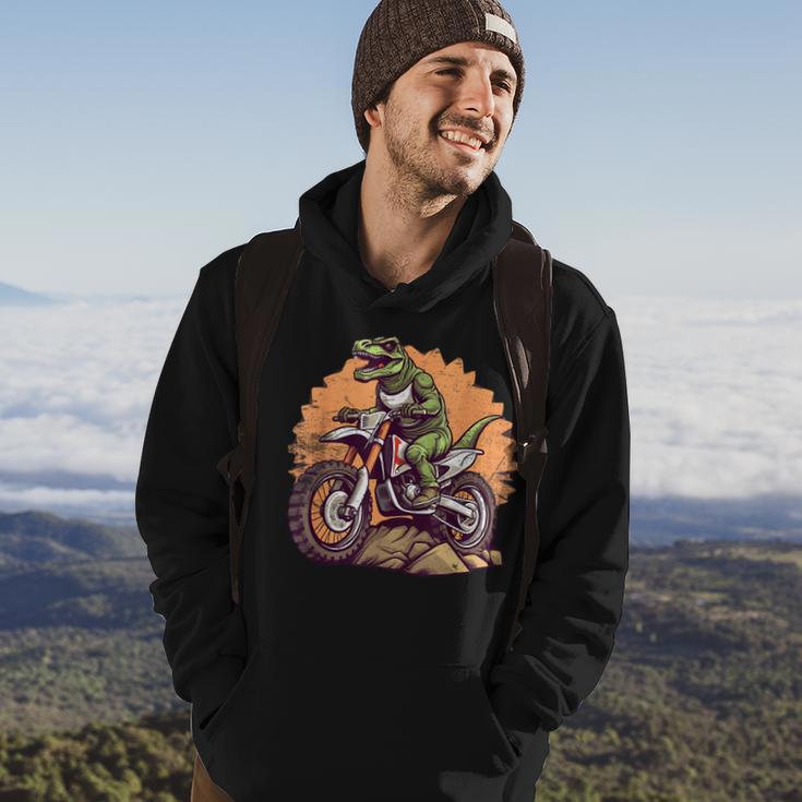 Dinosaur On Dirt Bike T-Rex Motorcycle Riding Hoodie Lifestyle