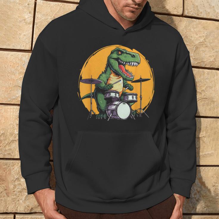 Dinosaurier Schlagzeuger Hoodie, Lustiges T-Rex Musik Motiv Lebensstil