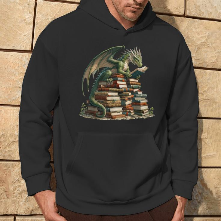 Distressed Bookworm Dragons Reading Book Dragons And Books Hoodie Lifestyle