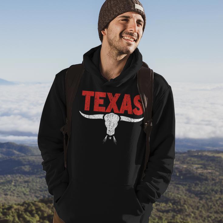 Distressed Texas Angry Longhorn Bull Hoodie Lifestyle