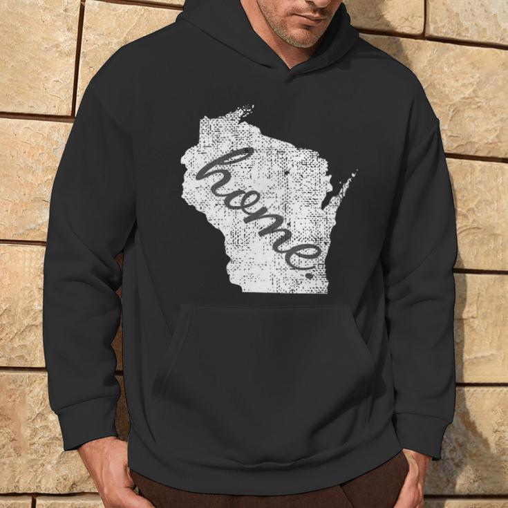 Distressed Wisconsin State Home Hoodie Lifestyle