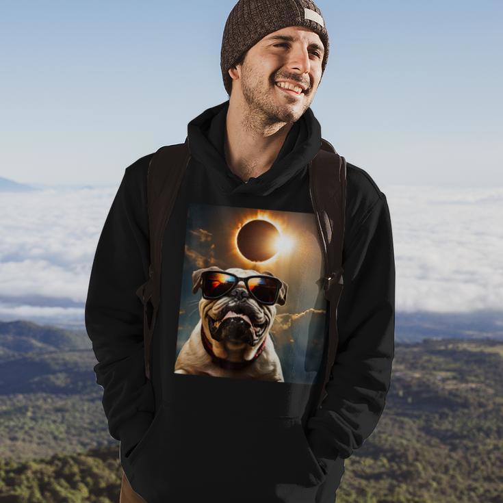 Dog Taking A Selfie With Solar 2024 Eclipse Wearing Glasses Hoodie Lifestyle