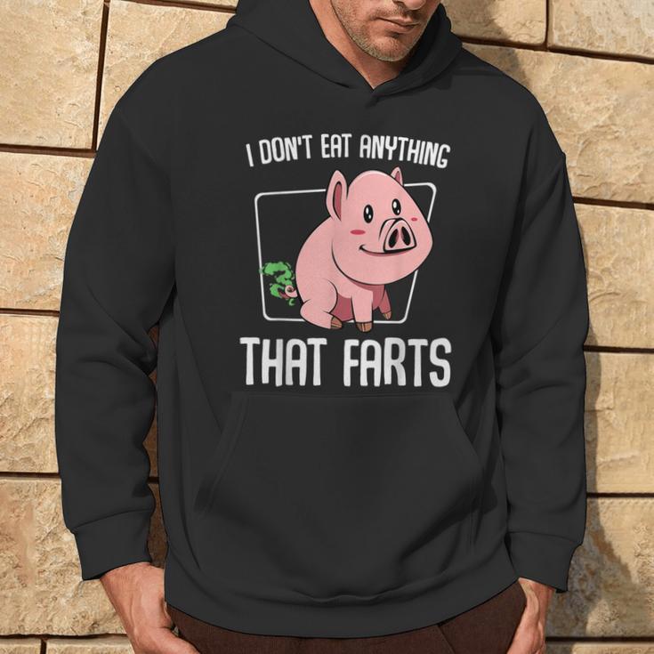 I Don't Eat Anything That Farts Pig Animal Vegetarian Hoodie Lifestyle