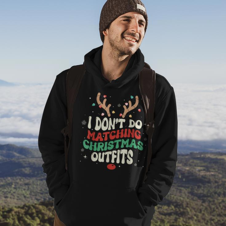 I Don't Do Matching Christmas Xmas Lights Couples Reindeer Hoodie Lifestyle
