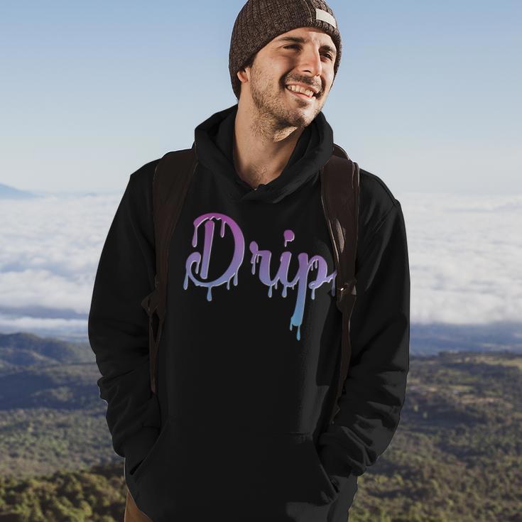 Drip Font Graphic Lettering Dripping Look Turquoise Purple Hoodie Lifestyle