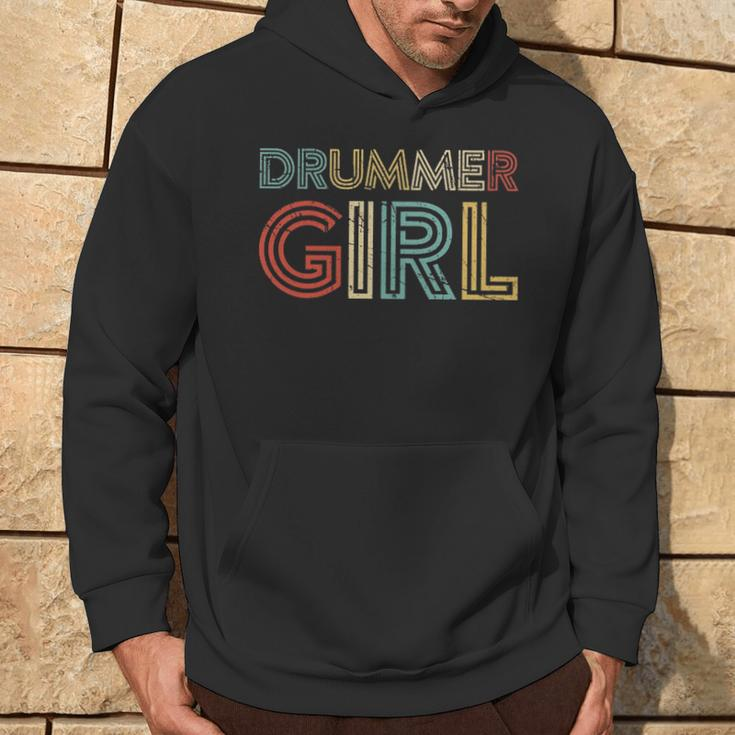 Drummer Girl Retro Vintage Drumming Musician Percussionist Hoodie Lifestyle