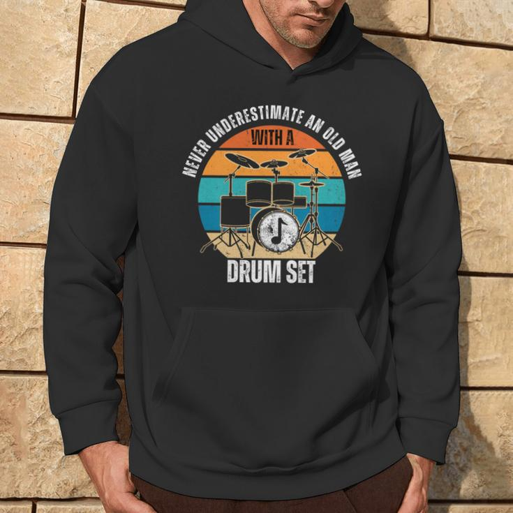 Drummer Never Underestimate An Old Man With A Drum Set Hoodie Lifestyle