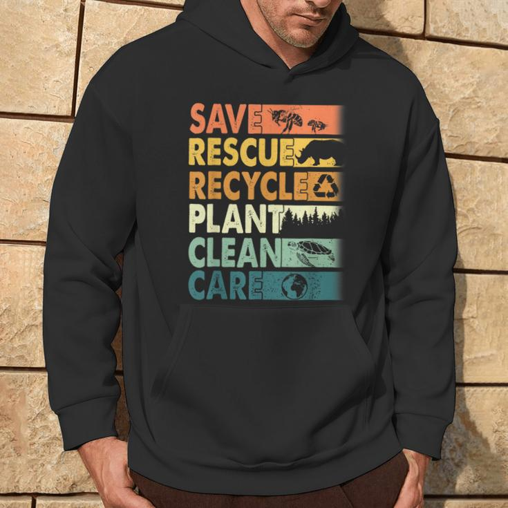 Earth Day Save Rescue Animals Recycle Plastics Planet Hoodie Lifestyle