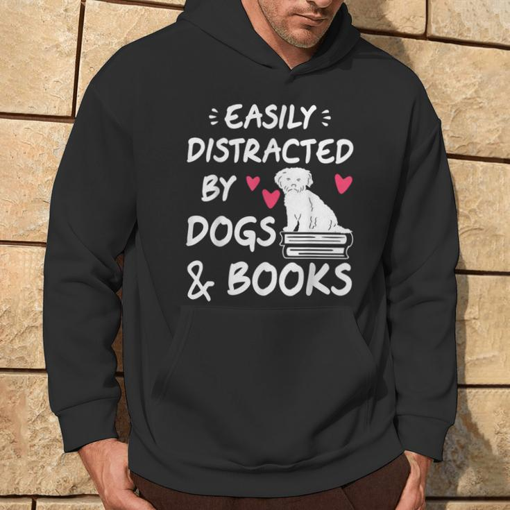 Easily Distracted By Dogs And Books Dog & Book Lover Hoodie Lifestyle