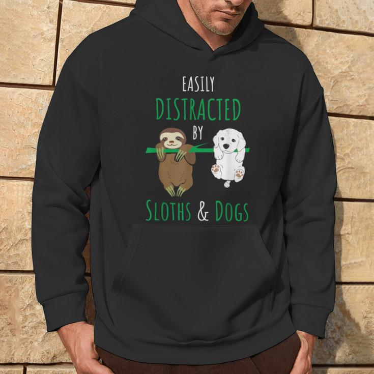 Easily Distracted By Sloths And Dogs Cute Dog Sloth Hoodie Lifestyle