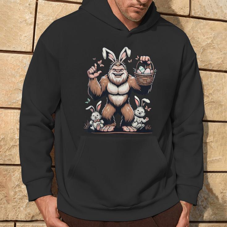 Easter Bigfoot With Bunny & Egg Basket Festive Celebration Hoodie Lifestyle