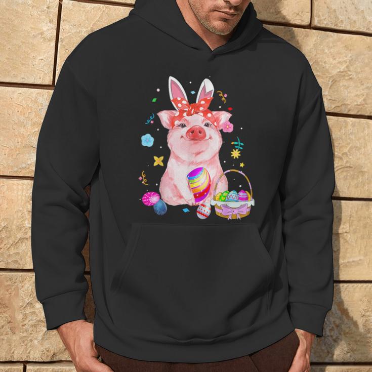 Easter Bunny Spring Pig Bow Egg Hunting Basket Colorful Hoodie Lifestyle