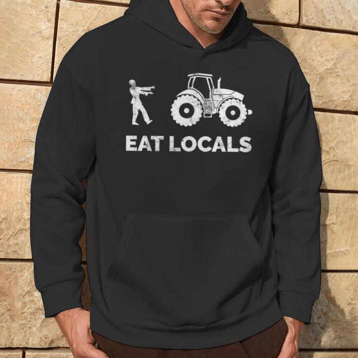 Eat Locals Zombie Chasing Farmer Tractor Hoodie Lifestyle