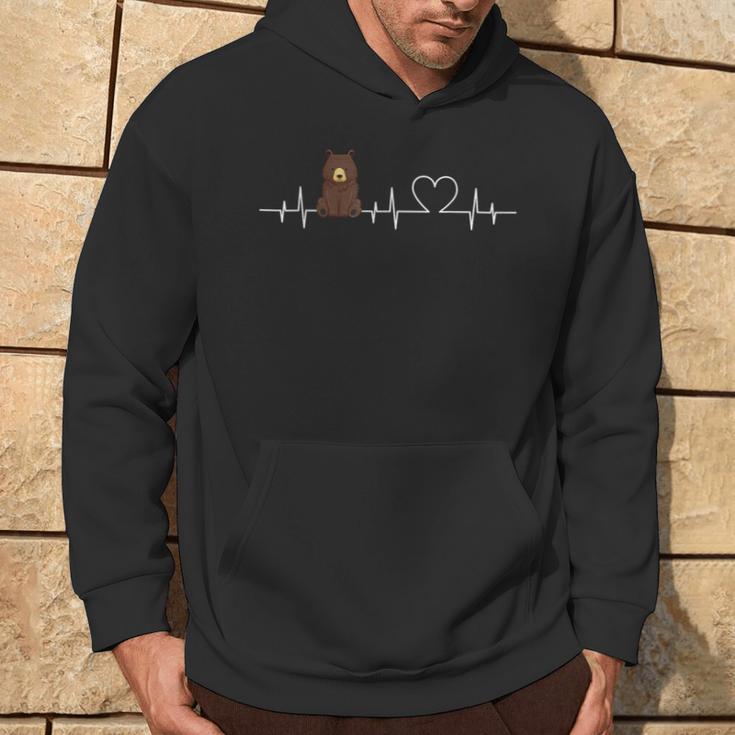 Ecg-Herzschlag-Bär Bear Black S Hoodie Lebensstil