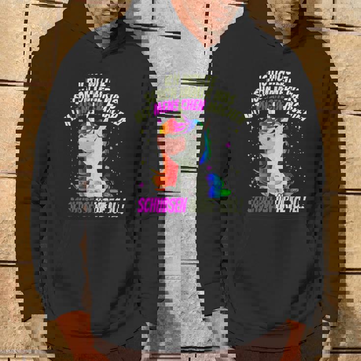 Einhorn & Spruch Was mit Menschen machen Schwarzes Hoodie Lebensstil