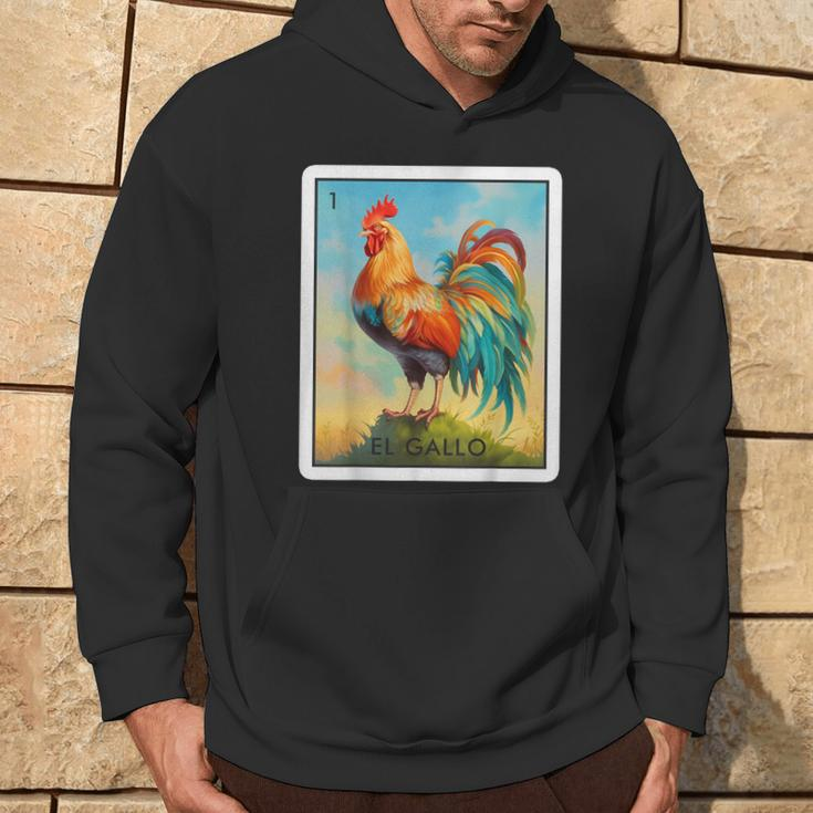 El Gallo Mexican Lottery Bingo Game Traditional Rooster Card Hoodie Lifestyle