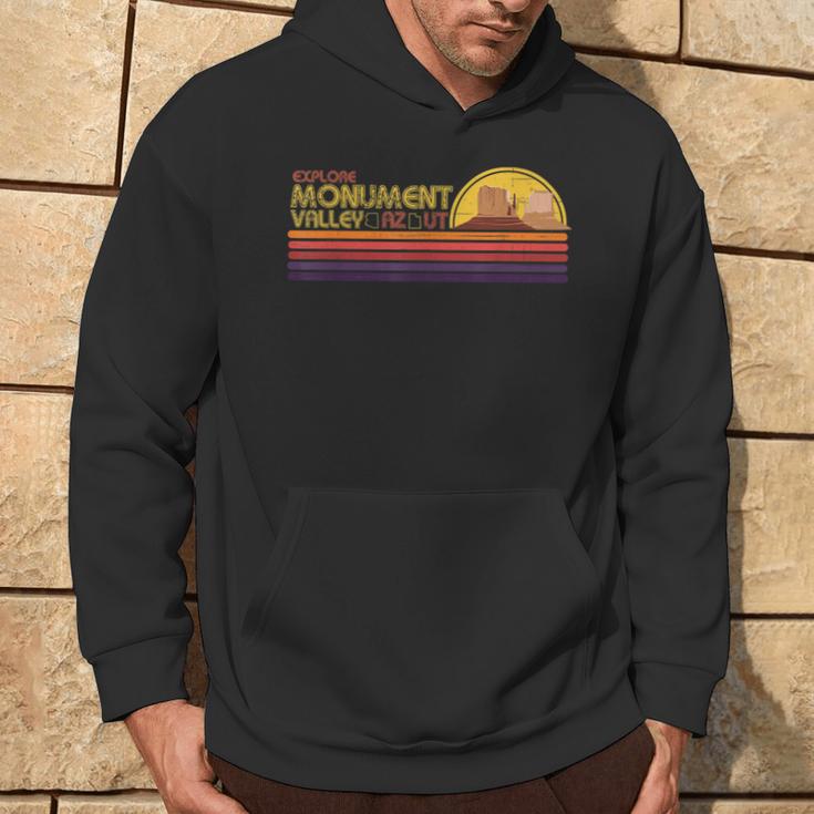 Explore Monument Valley Az Ut Vintage Stripes Tourist Hoodie Lifestyle