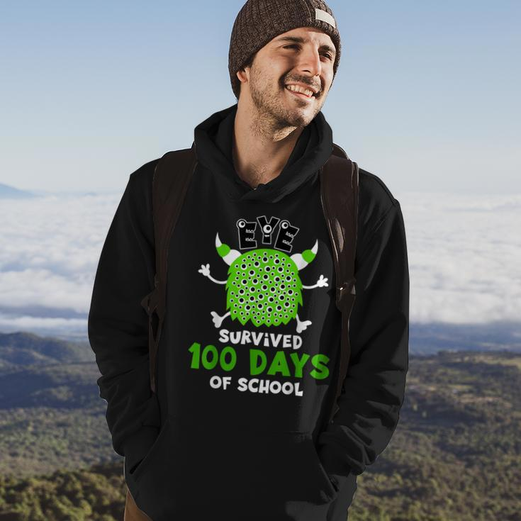 Eye Survived 100 Days Cute Monster 100 Days Of School Hoodie Lifestyle