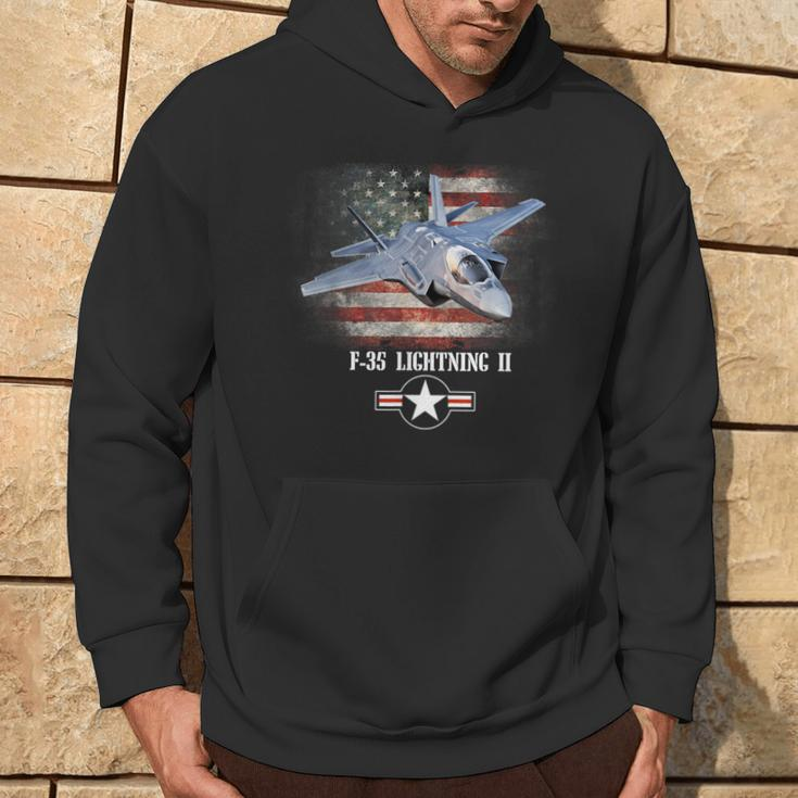F-35 Lightning 2 Us Flag Proud Air Force Military Veteran Hoodie Lifestyle