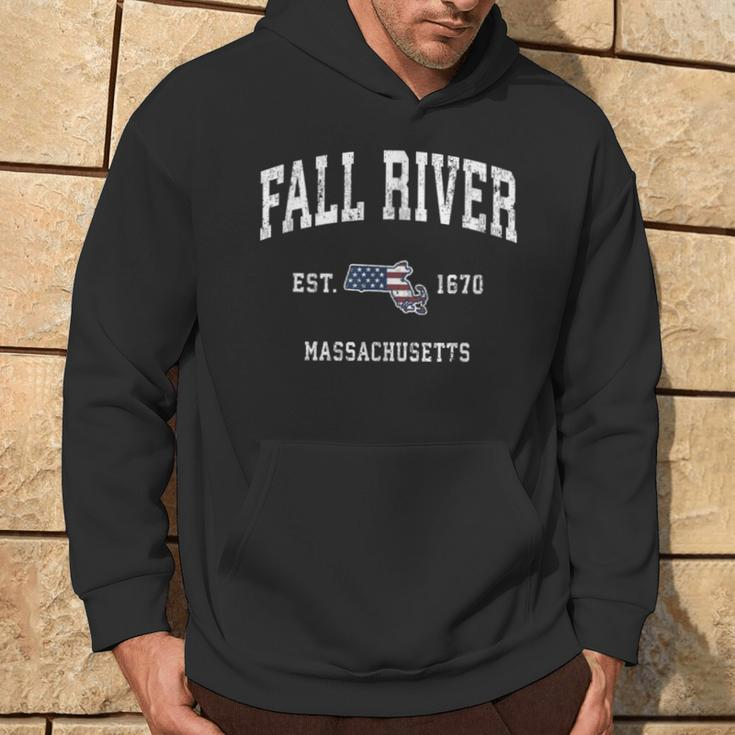 Fall River Massachusetts Ma Vintage American Flag Hoodie Lifestyle
