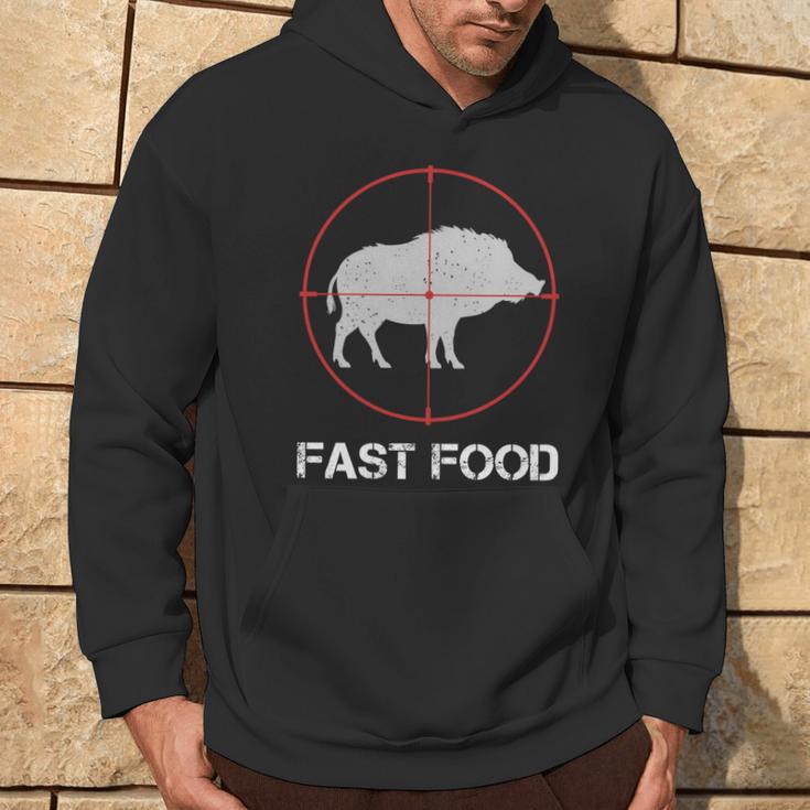 Fast Food Wildschweinjagd Lustige Tierwelt Jäger Papa Kapuzenpullover Lebensstil