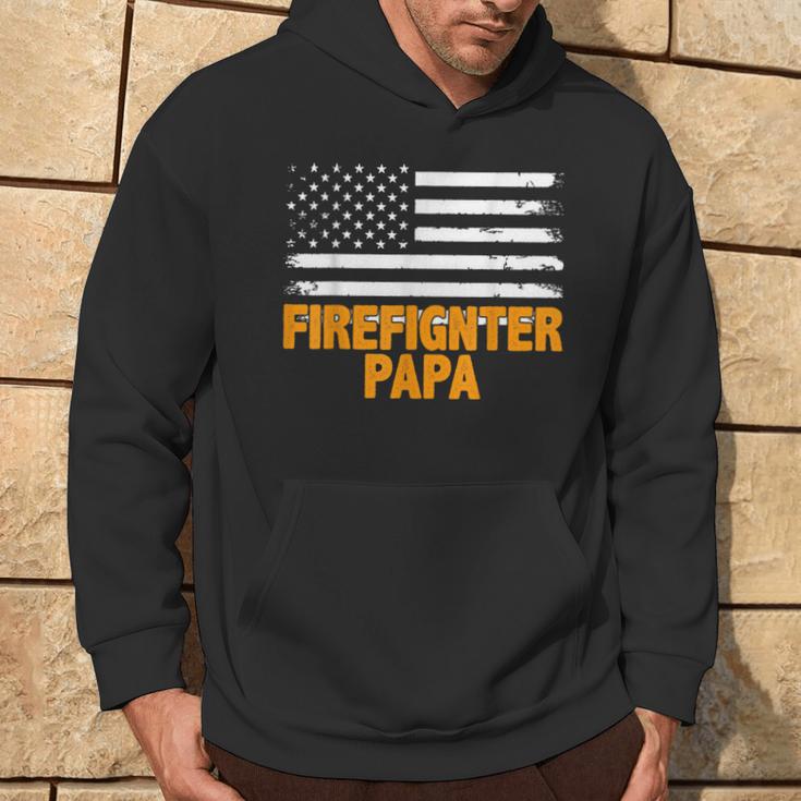 Feuerwehrmann Papa Amerikanische Flaggeatertag Kapuzenpullover Lebensstil