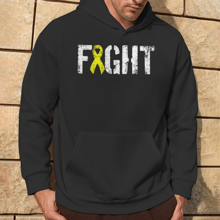 Fight CancerBone Cancer Awareness Yellow Ribbon Hoodie Lifestyle