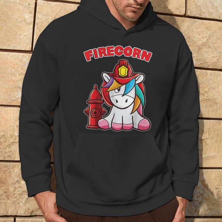 Firecorn Firefighter Unicorn With Red Fireman Helmet Fire Hoodie Lifestyle