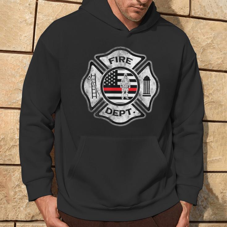 Firefighter Fireman Maltese Cross Thin Red Line Hoodie Lifestyle