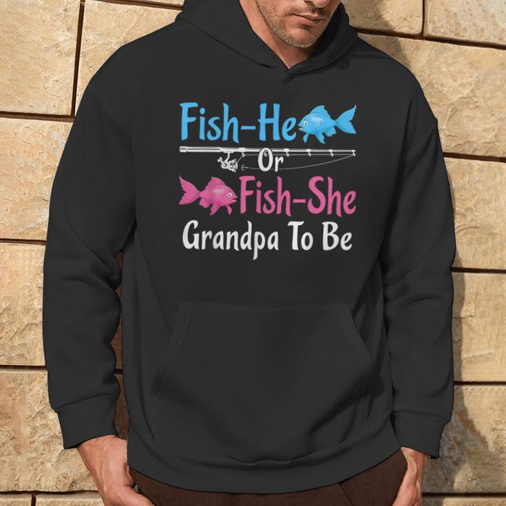 Fish-He Or Fish-She Grandpa To Be Gender Reveal Baby Shower Hoodie Lifestyle