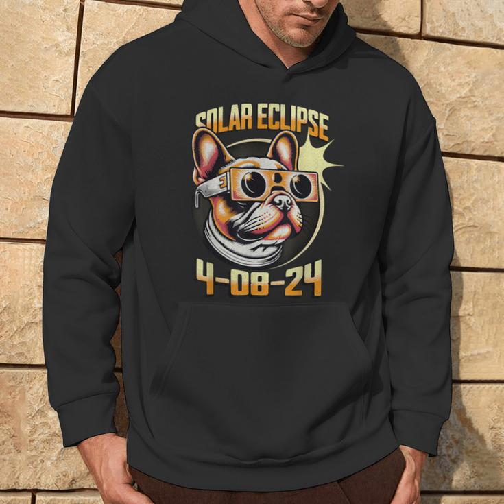 French Bulldog Wearing Solar Eclipse Glasses 2024 Hoodie Lifestyle