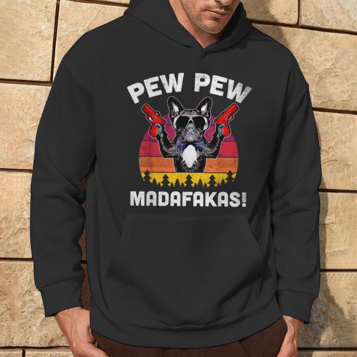 Frenchie Pew Pew Madafakas Vintage French Bulldog Church Hoodie Lebensstil