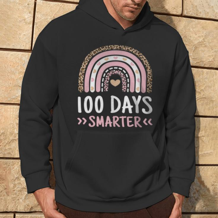 100Th Day Of School 100 Days Smarter Leopard Rainbow Hoodie Lifestyle