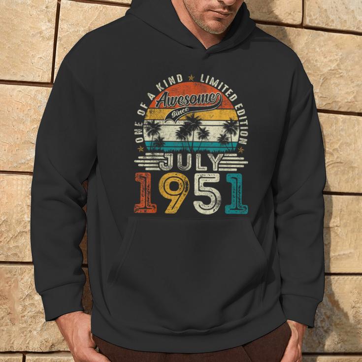 73 Years Old July 1951 Vintage 73Rd Birthday Men Hoodie Lifestyle