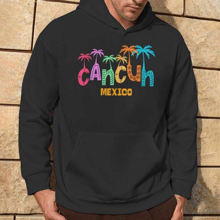 Cancun Mexico Palm Tree Colorful Typography Vacation Hoodie Lifestyle