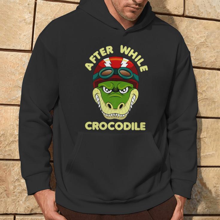 After A While Crocodile Motorcycle Biker Hoodie Lifestyle