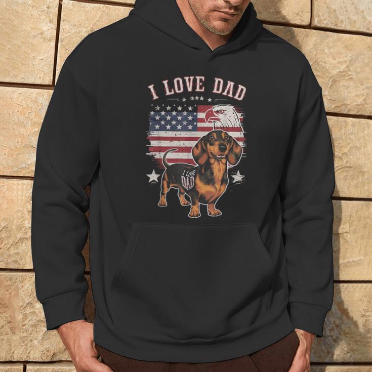 Dachshund Tattoo I Love Dad Fathers Day Patriotic Hoodie Lifestyle