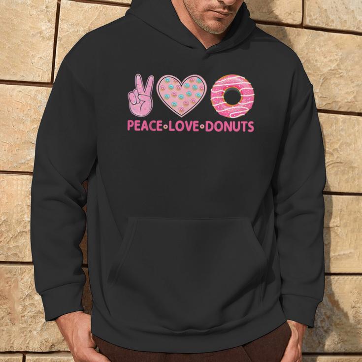 Doughnut Donut Lover Peace Love Donuts Themed Hoodie Lifestyle