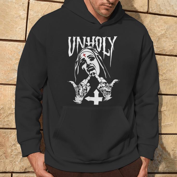 Horror Unholy Nun Occult Gothic Satanic Nun Tattoos Hoodie Lifestyle