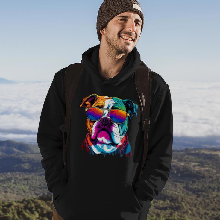 Multicolor English Bulldog Face Hoodie Lifestyle