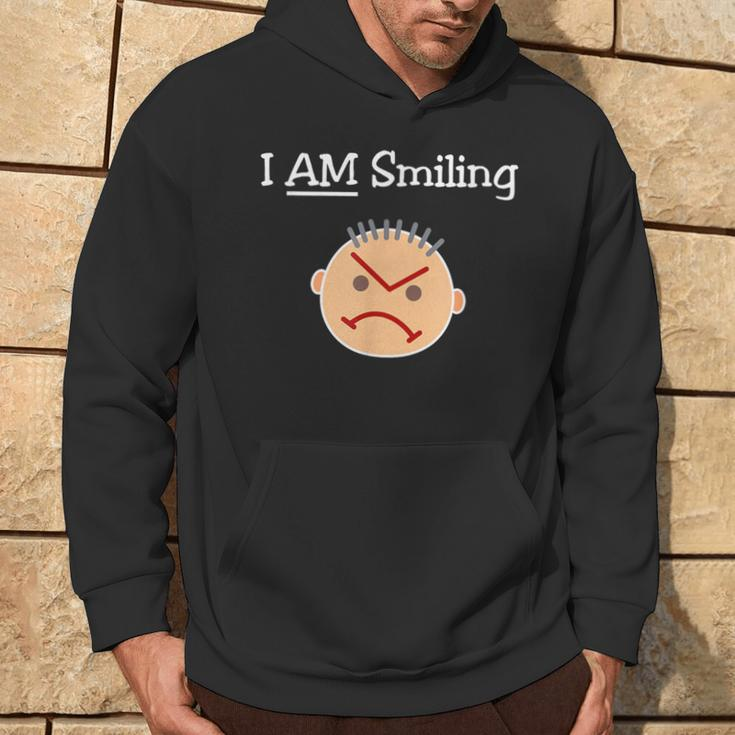 I Am Smiling Grouchy Angry Crabby Guy Dark Color Hoodie Lifestyle