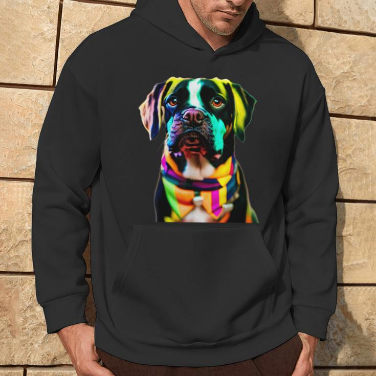 Glow In Style Black Dog Elegance With Colorful Flair Bright Hoodie Lifestyle