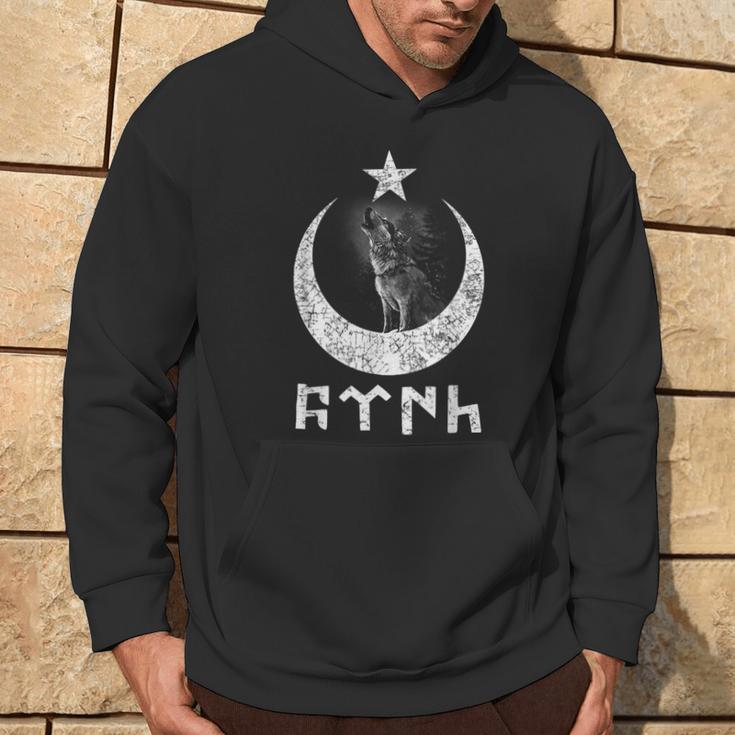 Göktürk Lettering Hilale Yildiz & Bozkurt Turkish Hoodie Lebensstil