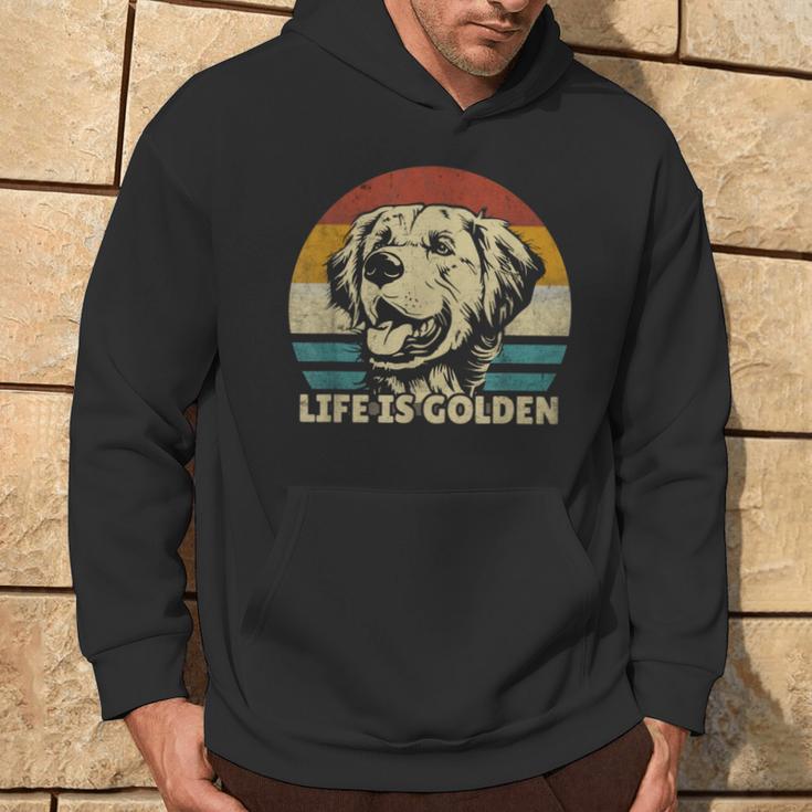 Golden Retriever Dog Life Is Golden Retro Vintage Hoodie Lebensstil