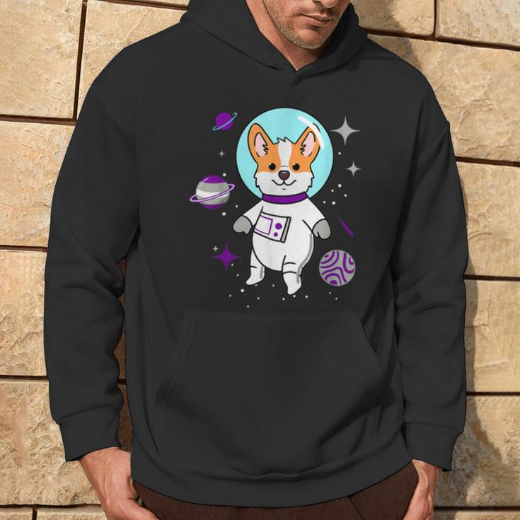 Graysexual Corgi In Space Graysexual Pride Hoodie Lifestyle